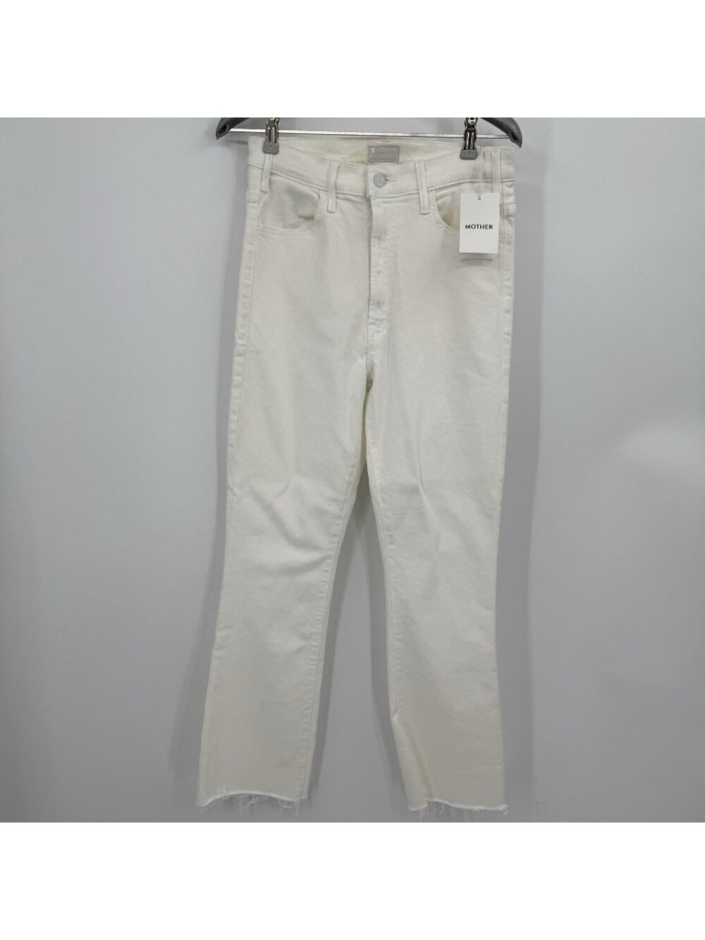Mother Denim Hustler Ankle Fray Jeans in Fairest of Them All White size 28 NWT *